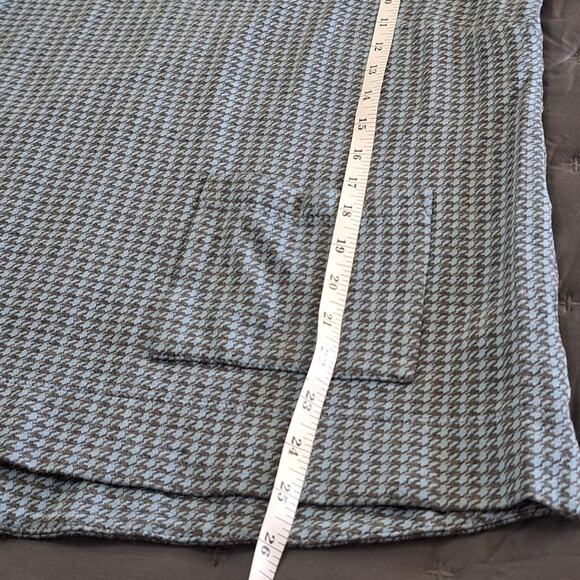 J. Jill Ponte Shirt Women's Medium Blue Gray Houndstooth Classic Preppy Office - Picture 6 of 8